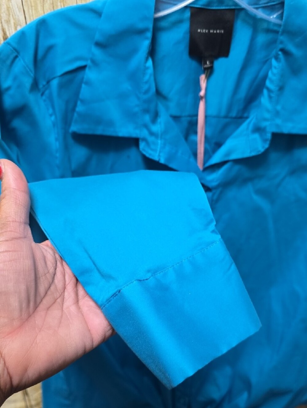 Alex Marie | Bright Teal | Women's | Tie-Front | Button Down Shirt | Sz L - Picture 4 of 7